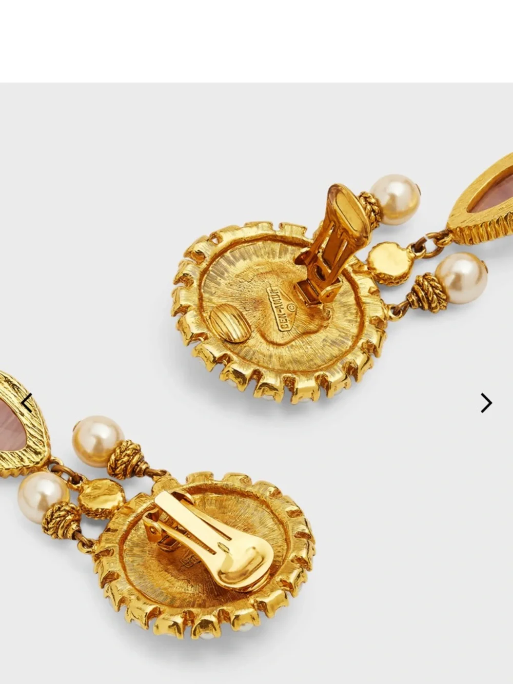 Ben-Amun Gold-Tone Pink and Pearl Drop Earrings - Picture 7 of 8